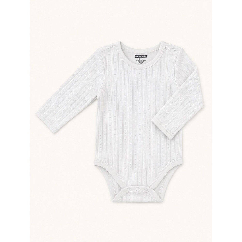 Baby White Pointelle Onesie 6-9 Months Garanimals Ribbed Long Sleeve Bodysuit